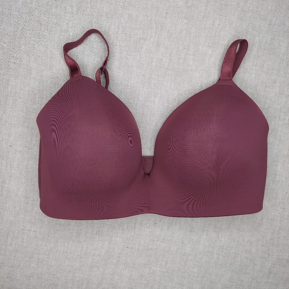 Auden Bliss Bra 34DDD Floating Wireless Padded Burgundy Red-Purple Tshirt Bra